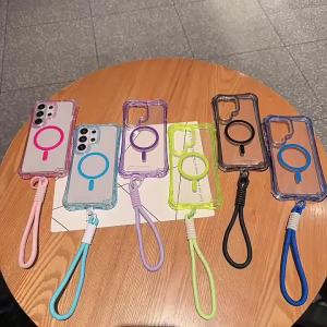 3 in 1 Clear Portable Wrist Strap Magnetic Protection Case with Lanyard for Samsung Galaxy S26 Ultra Plus Anti-Yellowing Cover