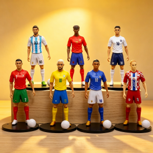 Bandai | 2026 New 18cm Football Star C.Ronaldo Messi Mbappe Model Dolls Cartoon Cute Action Figure Car Accessories Football Fans Gifts