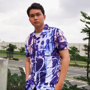 Kemeja Fullprint Spoon Motif Abstrak Biru