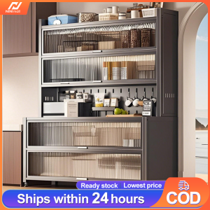 Rak Kabinet Dapur Kitchen Cabinet Rack Microwave Oven Cabinet Kitchen Storage Racks Shelf with Doors&Wheels