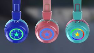 New เด็กหูฟัง KH22B บลูทู ธ.32 ชั่วโมง พร้อมไฟ LED, ไฟและสายเคเบิล 2 ใน 1 หูฟัง Bluetooth แห่ง Headset หุ้นสำหรับเด็กของคุณ