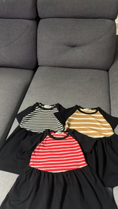 13-25kg Kid Girls Short Sleeve Beautiful Striped Dress 4-7 years old