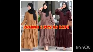 3 Pcs 100 Ribu Gamis Rempel Tiga Susun Model Dan Motif Terbaru