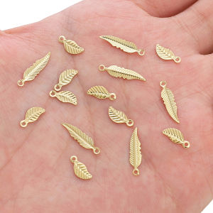10pcs 14K Gold Plated Brass Leaves Charm Pendant for Earrning Bracelet DIY Jewelry Making Accessories