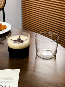 Minimalist Transparent Glass Coffee Cup Light Thin Ice American Style Latte Cup Simple Design Ins Style Wide Mouth Beverage Cup
