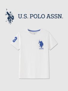 Pure Cotton Short Sleeve T-Shirt for Boys And Girls U.S. Polo Association Brand Summer Casual Wear Childrens Top