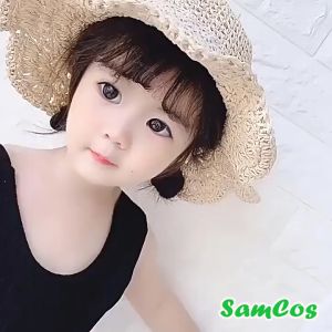 Mũ cói cho bé từ 2-6 tuổi rộng vành viền ren công chua dễ thương Samcos