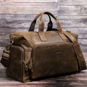 Hiram Genuine Leather Vintage Men Travel Luggage Bags Totes Bags Shoulder Messenger Bags Handbag Male for 14 Inch Laptop