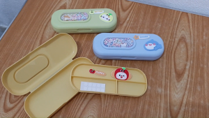 Kaba Bear Cartoon Kids Double Layer Pencil Case for Kids with DIY sticker