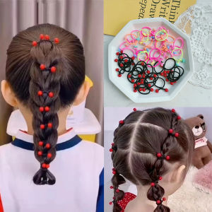 10ชิ้นเครื่องประดับผมสำหรับเด็กผู้หญิงยางรัดไม่เจ็บผมมีความยืดหยุ่นดีลูกปัดสีแดง