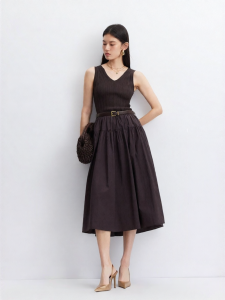 Vero Moda | Knit Solid Color Splicing Detachable Waist A-line Dress