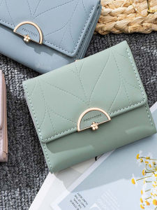 Youthful Short Womens Wallet Integrated Simple Foldable Card Holder Compact PU Leather Solid Color Spring Fashion 2025