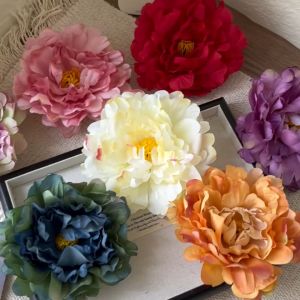 Elegant Peony Flower Hair Clip Floral Brooch Fabric Duckbill Side Barrette for Vacation Beach Party