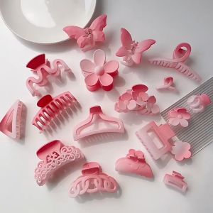 Hair Clip Korean Fashion Summer Elegant Cute Pretty Pink Series Hair Pin Shark Clip Hair Clips for Women樱花粉渐变色抓夹大号甜美少女