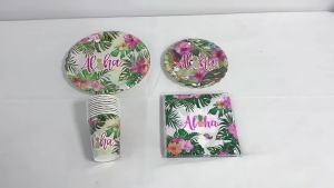 Hawaiian Theme Birthday Party Decoration Flamingo Tableware Paper Plate Cups Balloons For Kids Baby Shower Party Supplies Gift