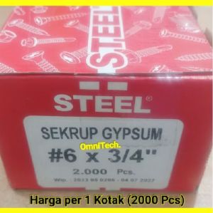 "1 Kotak" Drywall Screw Sekrup Gipsum Gypsum Hitam 6x3/4" ( 6 x 2 cm ) 6 x 3/4" Panjang 2cm