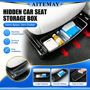 Aitemay 2 hộp đựng đồ dưới ghế ngồi thông dụng hộp đựng dụng cụ sắp xếp dưới ghế xe hơi ẩn có thể tháo rời hộp đựng lưu trữ ABS chống trượt chống rung phụ kiện nội thất xe ô tô