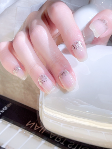 สติกเกอร์ตกแต่งเล็บเจลไม่ต้องอบสีน้ำตาลถั่วเหลือง น้ำเปล่าเย็น แวววาว ไม่ต้องอบ ติดเล็บแบบสวม น้ำมันเล็บ