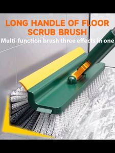 4 in1 Rotating Floor Cleaning Brushes with Long Handle &Tweezer ​Detachable V-Bristles Household Cleaning Brush for Bathroom Kitchen Toilet Floor Swimming pool Window Gap Brush Cleaning Crevice Brush