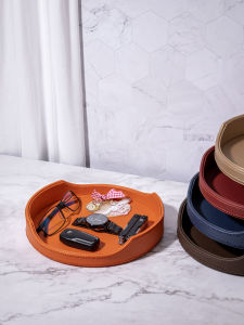 SOONZE หนัง Entryway ล็อคอะไหล่หมวกถาดอเนกประสงค์ Desktop Organizer กล่องหรูหราแฟชั่นเรียบง่าย