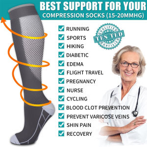 1Pair Compression Socks Women & Men Graduated 20-30mmHg for Running Athletic Flight Sock - Performance & Recovery