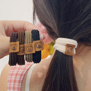 5Pcs Coffee Bear Hair Bands Fashion Sweet High Elastic Ponytail Rubber Band Ties Hair Ropes Hair Accessories Cartoon Cute Headwear for Girls Daily Party Shopping Gift