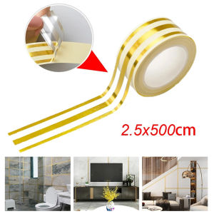 5M/roll Beautiful Seam Sticker Tile Gap Self-adhesive Waterproof Lines Gold Foil Tape Living Room Floor Tile Decor Sticker