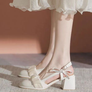 Gorgeous Mary Jane Shoes Fairy Style Chunky Heel Bridesmaid Wedding Shoes French Elegant High Heels Spring Summer Skirt Complement