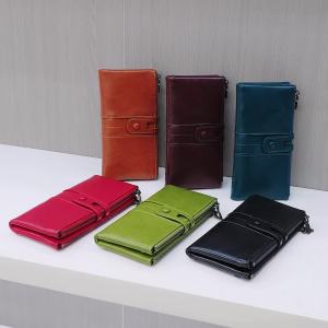 Ví Cầm Tay Da Mềm Đa Năng Chống RFID Dung Tích Lớn Nhiều Chức Năng Màu Trơn Có Khóa Kéo Dành Cho Nam Và Nữ