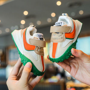 รองเท้าเด็กผ้าตาข่ายกันลื่นพื้นนุ่มสำหรับเด็กวัยเตาะแตะ ฤดูใบไม้ผลิและฤดูใบไม้ร่วง รองเท้ากีฬาเด็กชายและเด็กหญิง ด้านล่างยางกันลื่น