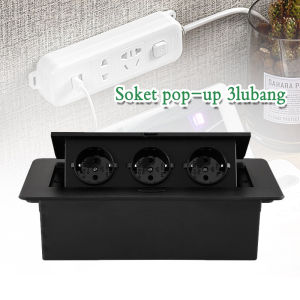 Pop-Up Stop Kontak Tanam Meja Meeting 3 Socket 2 Lubang EU Tertanam Floor/Desk