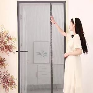 Side opening mosquito proof door curtain mesh full magnetic strip screen window household bedroom silent screen door insect proof entrance door curtain侧开门帘，加密磁铁防蚊门帘