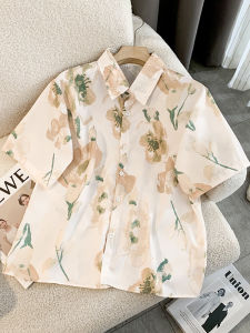 Big Sale Leak-Picking ~ Summer Hong Kong Style Vintage Floral Short-Sleeved Shirt for Women Stylish Print Loose All-Matching Top Fashion