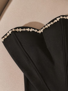 Sweet And Spicy Diamond Embedded Waist-Cinching Fishbone Strap Vest Womens One-Shoulder Exposing Clavicle Outerwear Short Bust Top