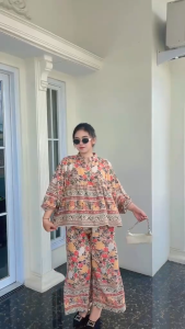 Emory Stelan Celana Kulot Panjang Lengan 7/8 Katun Motif Premiun Baju Wanita Adem Busui Friendly