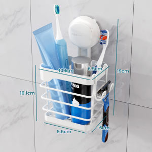 TAILI Upgraded Suction Cup Toothbrush Holder Visible Safety Indicator Large Capacity Anti-Puddling Stainless Steel Shower Toothbrush Holder Removable Small Shower Caddy Suction Cup