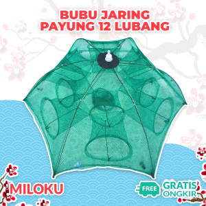 Miloku Perangkap Bubu Payung 12 Lubang: Alat Jaring Pancing Jala Ikan Udang Kepiting Lele Lobster