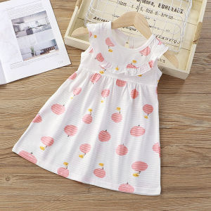Pure Cotton Summer Thin Dress Baby Girls Clothing Princess Skirt Childrens Fashion A-Line Dress  Style Short Sleeve