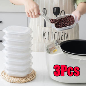 Microwaveable White Rice Bento Box Kitchen Refrigerator Cooked Food Fresh-keeping Case Fruit Washing Box with Draining Basket