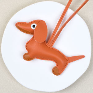 Classic Cute Leather Puppy Dog Keychain Pendant Lovely Dachshund Bag Charm Phone Pendant Trinket Key Ring Accessories