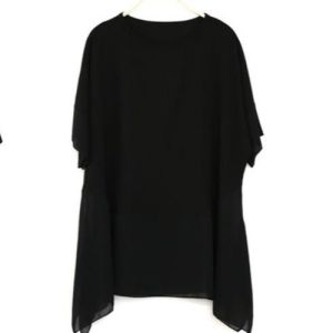 เสื้อเชิ้ตผ้าชีฟองทรงหลวมสไตล์เกาหลีคอตั้งแขนสั้นผ้าฝ้ายผสมลายไม่สมมาตรสำหรับฤดูร้อนปี 2025 เสื้อผ้าทำงานสำหรับผู้หญิง