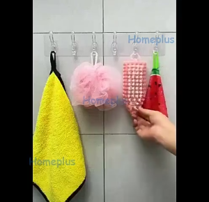 Gantungan Hook Tempel 6 Kait Transparan Tempel Baju Dinding Serbaguna