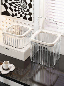 Acrylic Cosmetic Storage Box Desktop Organizer Transparent Flip Cover Dustproof Cover Clutter Box Powder Puff Holder Lin Jia Xiaos