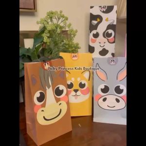 Farm Barn Yard House Red Barn Farm Animals Theme Birthday Party Loot Bags Loot box Paper Bags