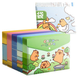 High Capacity PVC File Bag A4 Document Storage Organizer for Students And Office Waterproof Snap Closure Cartoon Design for Boys And Girls