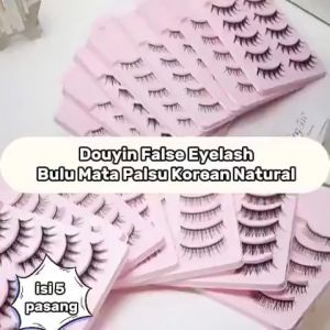 5 Pasang Bulu Mata Palsu Korea Natural Soft False Eyelashes 3D Bulu Mata Palsu Dolly Eyelashes