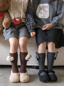 Girls Mid-Calf Woolen Socks Warm Children Long Tube Socks Korean Style Baby Leggings Autumn Winter Thickened Polyester Nylon Acrylic Wool Blend