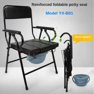 SHS*Foldable Commode Chair With Bucket ( Kerusi Tandas / Kerusi Komod ) Toilet Chair Old Man Adult Pregnant Woman patient toilet chair Foldable Mobile toilet