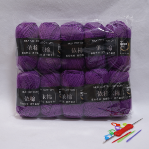 ไหมพรมหลากสี 10 ชิ้น ชุดไหมพรมนมคอตตอนสำหรับถักโครเชต์ งานฝีมือ DIY เสื้อไหมพรม ผ้าพันคอ