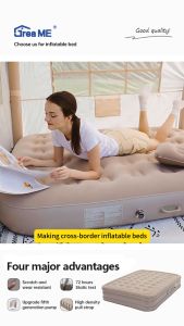 【10 Years Warranty】DreaME New 100% 25/40CM Thickness Foldable inflatable airbed Single/Queen/King Size Automatic inflatable mattress with Electric Pump Automatic Portable Foldable For Camping Tent sofa bed for kids